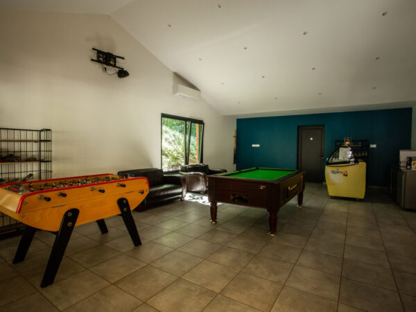 Billiards and table football at the campsite bar